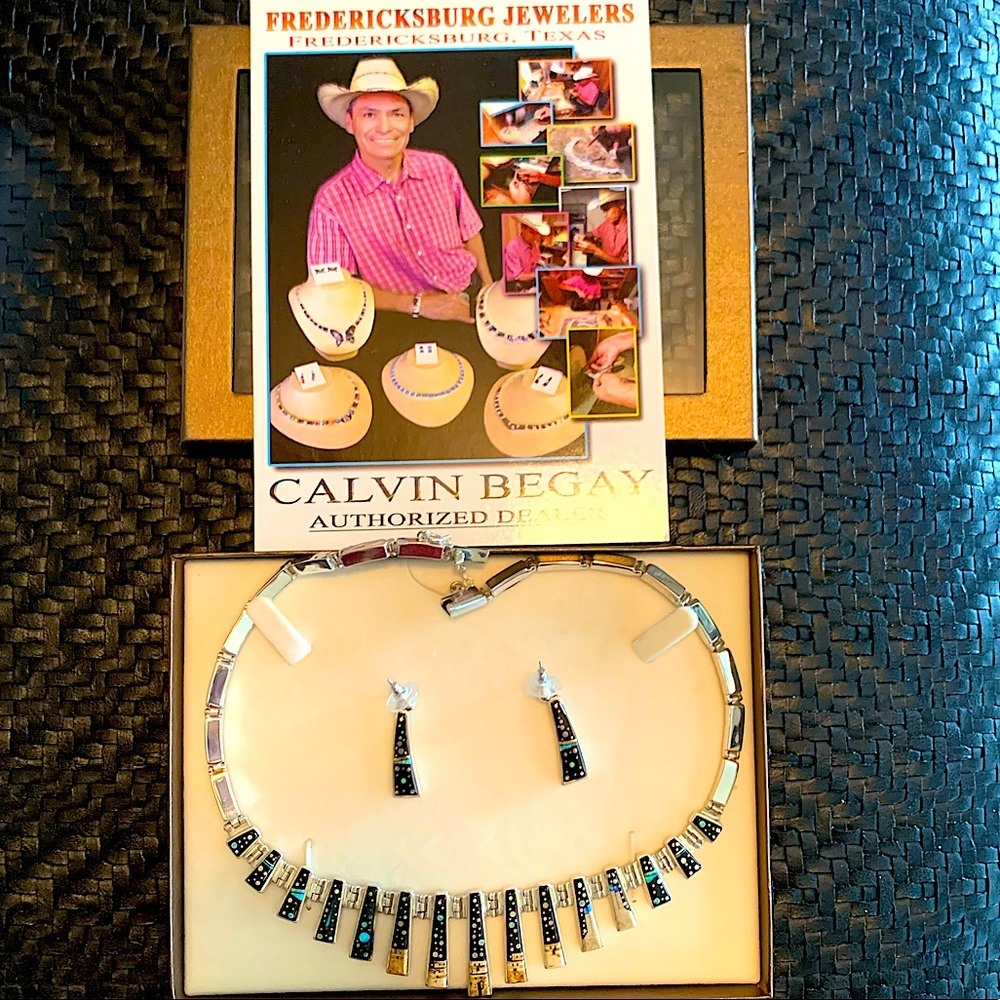 Calvin Begay Starry Night necklace and earrings